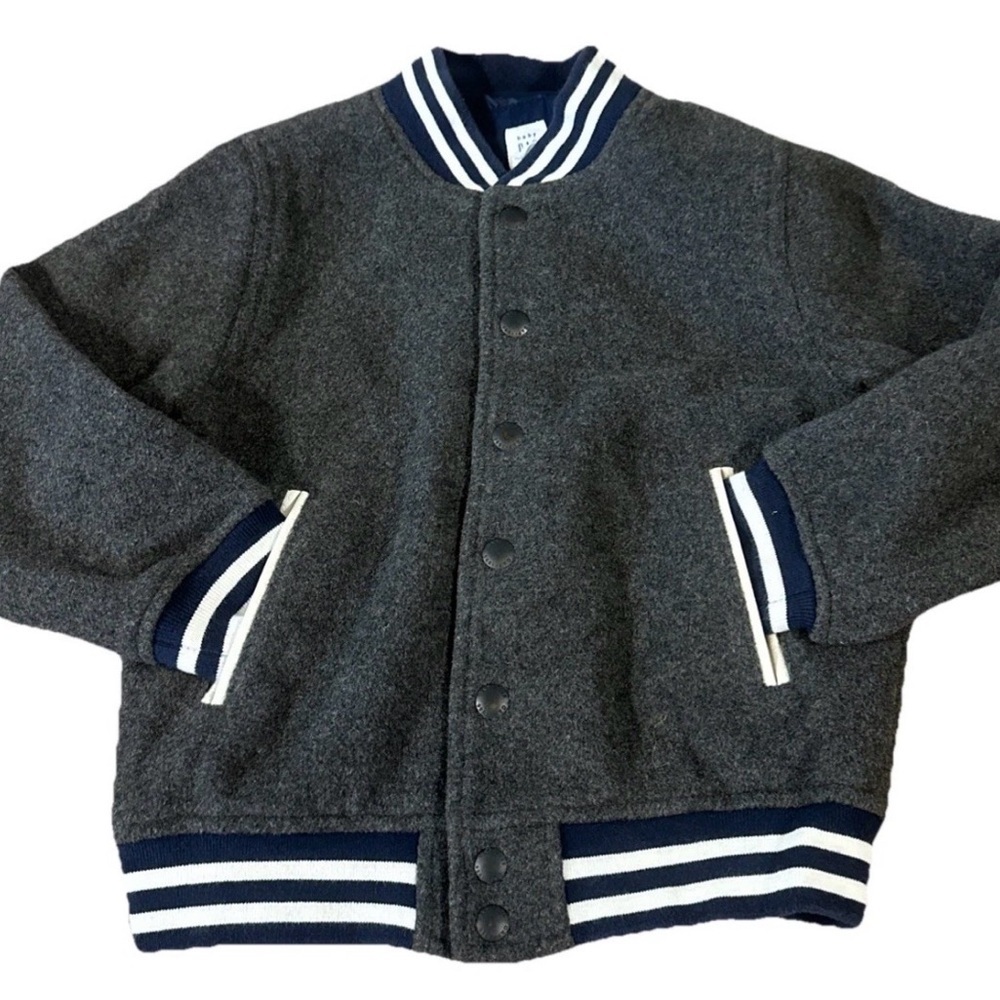 Baby GAP Varsity Gray Wool Jacket Size 5 5T EUC